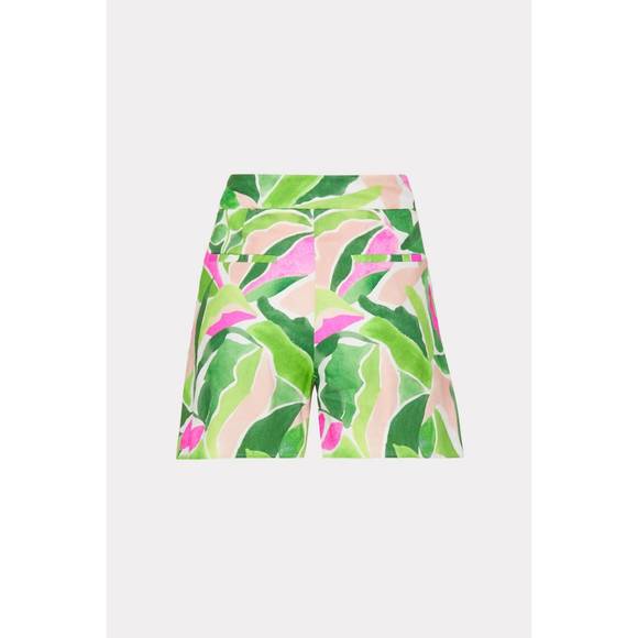 NEW MILLY painted bloom linen short in leaf multi - Picture 2 of 3